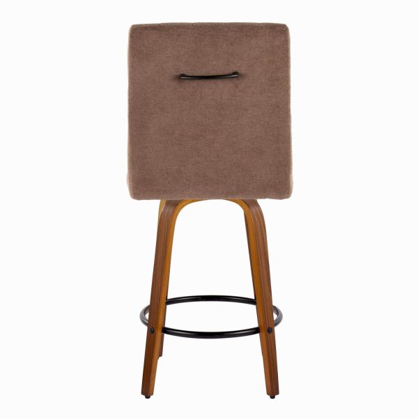 Hank 26 Contemporary Walnut and Brown Swivel Counter Stools Set of 2 6