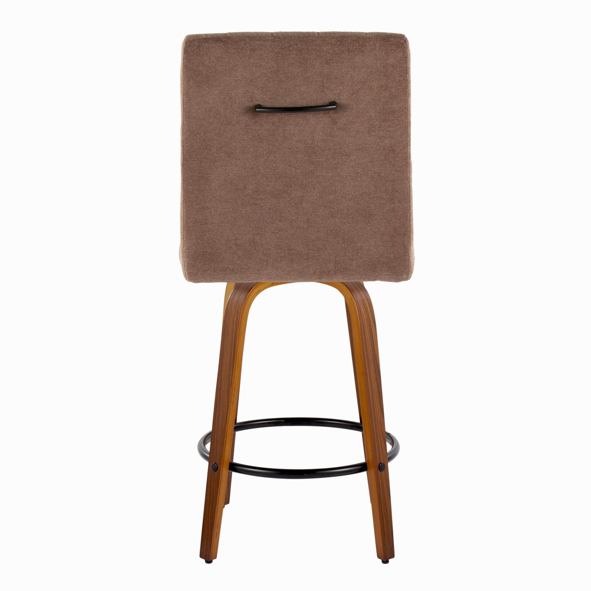 Hank 26 Contemporary Walnut and Brown Swivel Counter Stools (Set of 2) 7 Hank 26 Contemporary Walnut and Brown Swivel Counter Stools (Set of 2) - Image 7