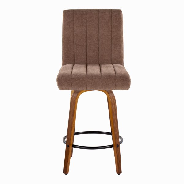 Hank 26 Contemporary Walnut and Brown Swivel Counter Stools Set of 2 7