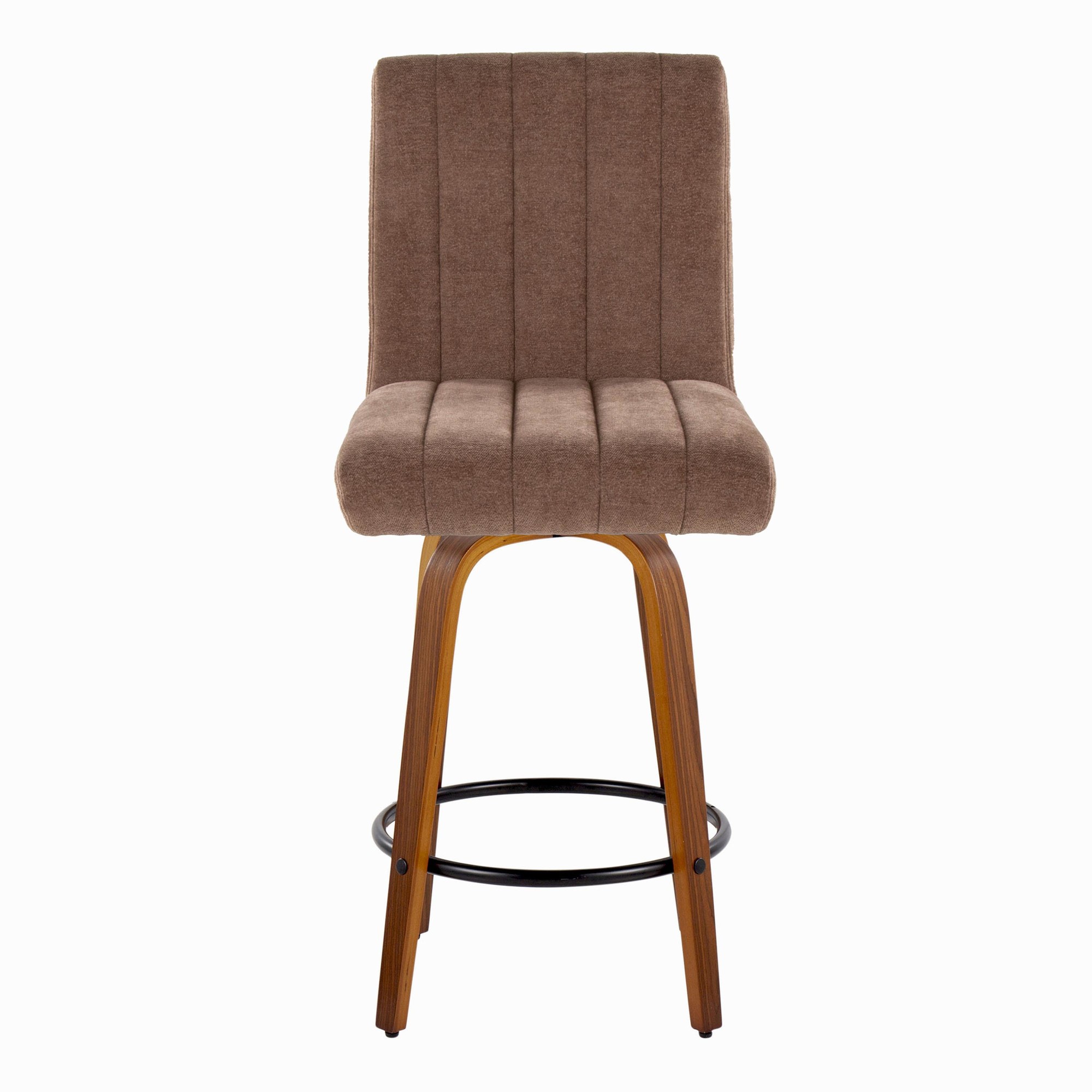 Hank 26 Contemporary Walnut and Brown Swivel Counter Stools (Set of 2) 8 Hank 26 Contemporary Walnut and Brown Swivel Counter Stools (Set of 2) - Image 8
