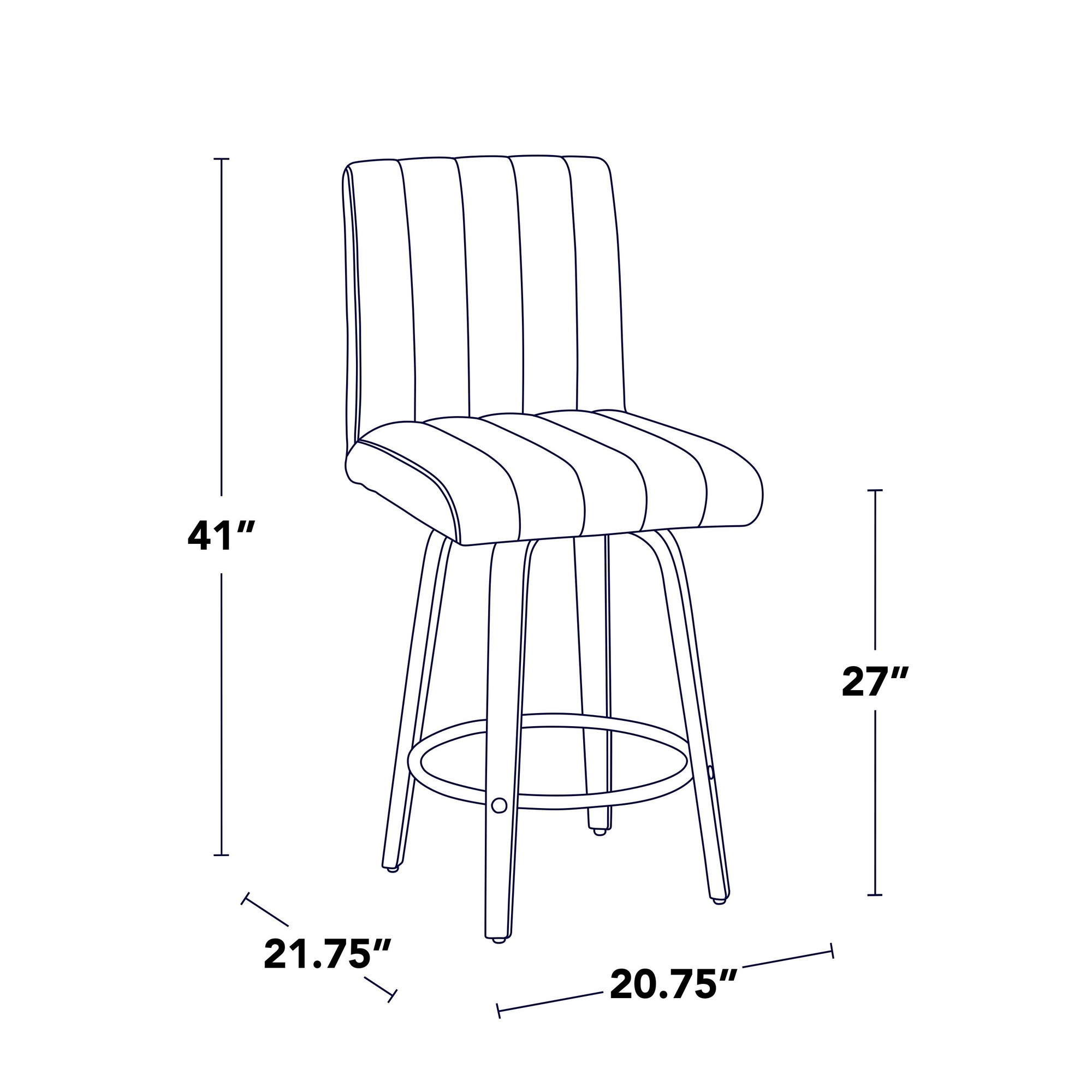 Hank 26 Contemporary Walnut and Brown Swivel Counter Stools (Set of 2) 9 Hank 26 Contemporary Walnut and Brown Swivel Counter Stools (Set of 2) - Image 9