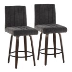 Hank 26 Inch Contemporary Swivel Counter Stool in Walnut (Set of 2) (Set of 2) 13 Hank 26 Inch Contemporary Swivel Counter Stool in Walnut (Set of 2) (Set of 2)