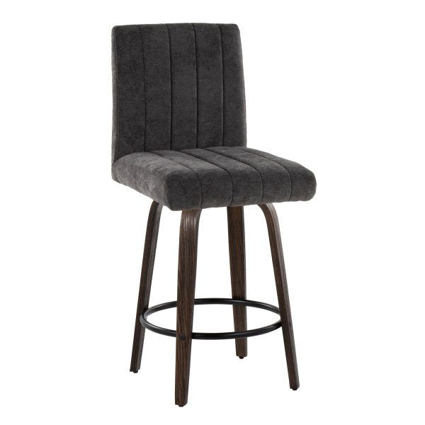 Hank 26 Inch Contemporary Swivel Counter Stool in Walnut Set of 2 Set of 2 3