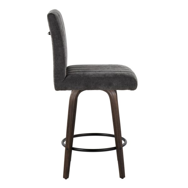 Hank 26 Inch Contemporary Swivel Counter Stool in Walnut Set of 2 Set of 2 4