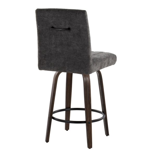 Hank 26 Inch Contemporary Swivel Counter Stool in Walnut Set of 2 Set of 2 5