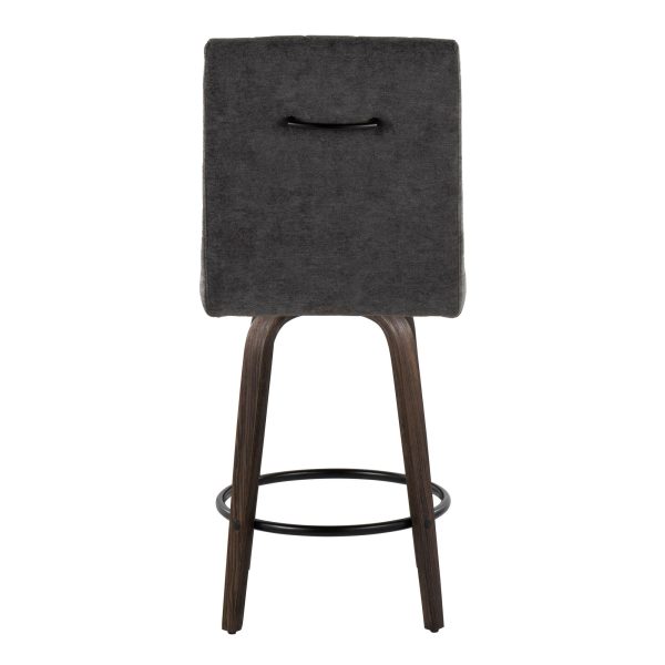 Hank 26 Inch Contemporary Swivel Counter Stool in Walnut Set of 2 Set of 2 6