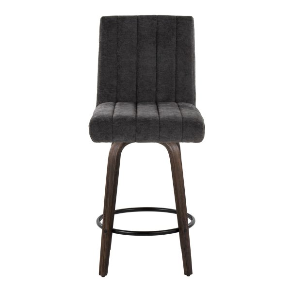 Hank 26 Inch Contemporary Swivel Counter Stool in Walnut Set of 2 Set of 2 7