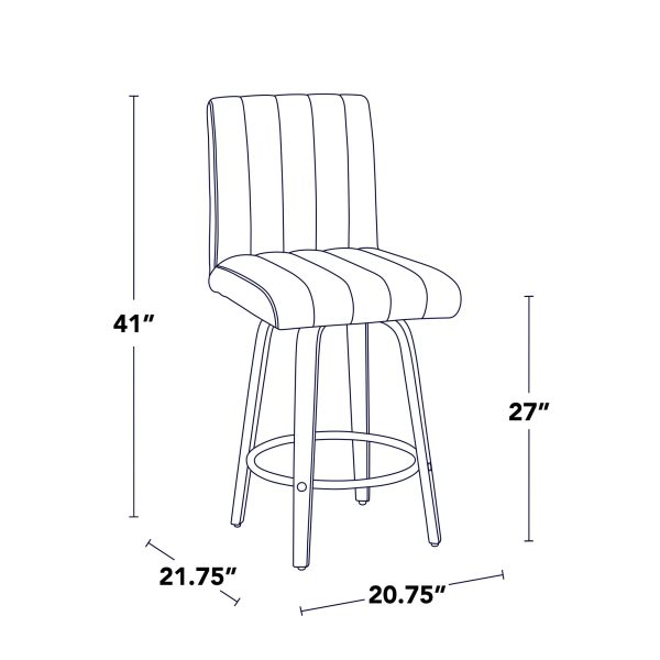 Hank 26 Inch Contemporary Swivel Counter Stool in Walnut Set of 2 Set of 2 8