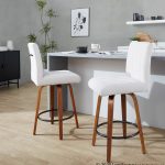 Hank 26 Walnut and Light Grey Contemporary Swivel Stools (Set of 2) 12 Hank 26 Walnut and Light Grey Contemporary Swivel Stools (Set of 2)