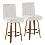 Hank 26 Walnut and Light Grey Contemporary Swivel Stools (Set of 2) 13 Hank 26 Walnut and Light Grey Contemporary Swivel Stools (Set of 2)