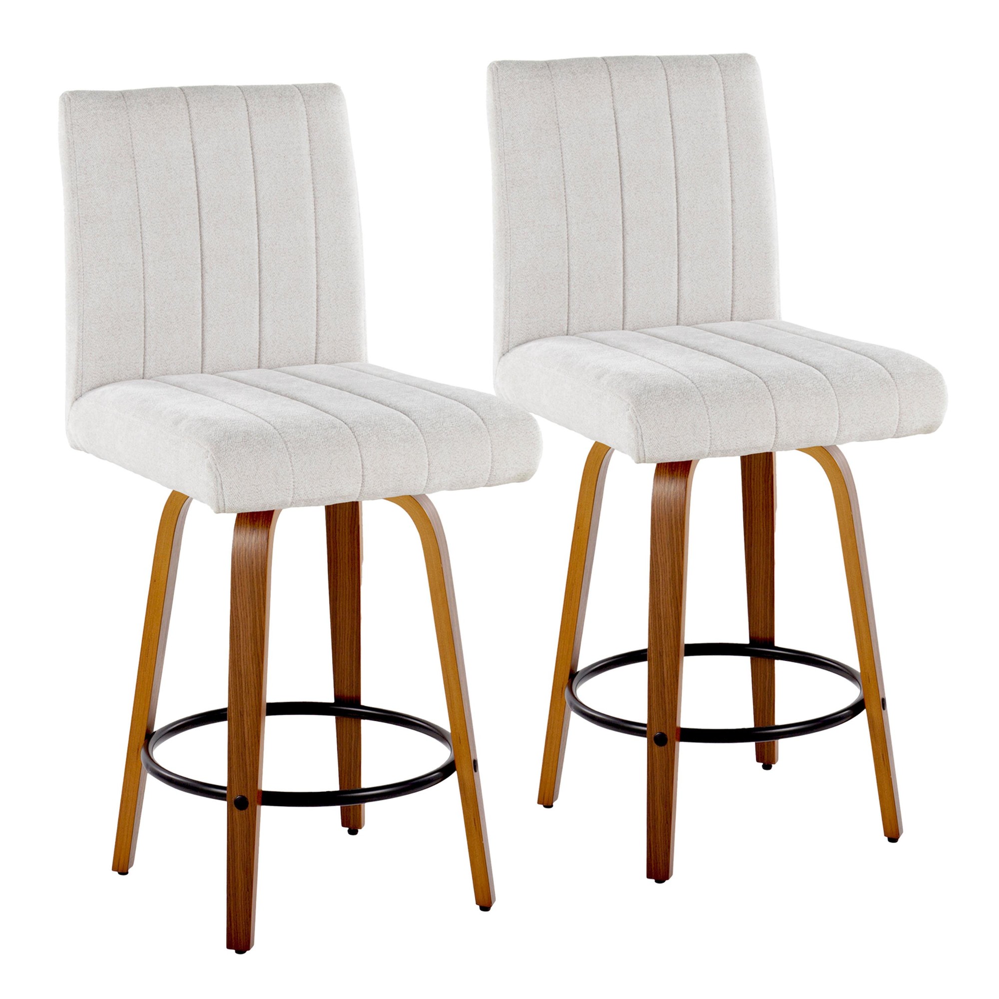 Hank 26 Walnut and Light Grey Contemporary Swivel Stools (Set of 2) 3 Hank 26 Walnut and Light Grey Contemporary Swivel Stools (Set of 2) - Image 3