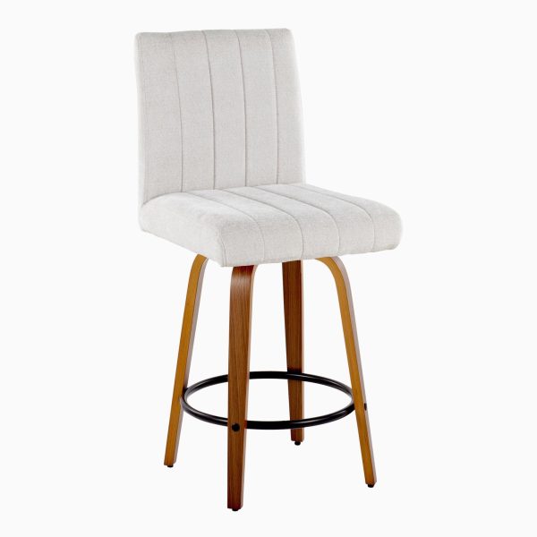 Hank 26 Walnut and Light Grey Contemporary Swivel Stools Set of 2 3