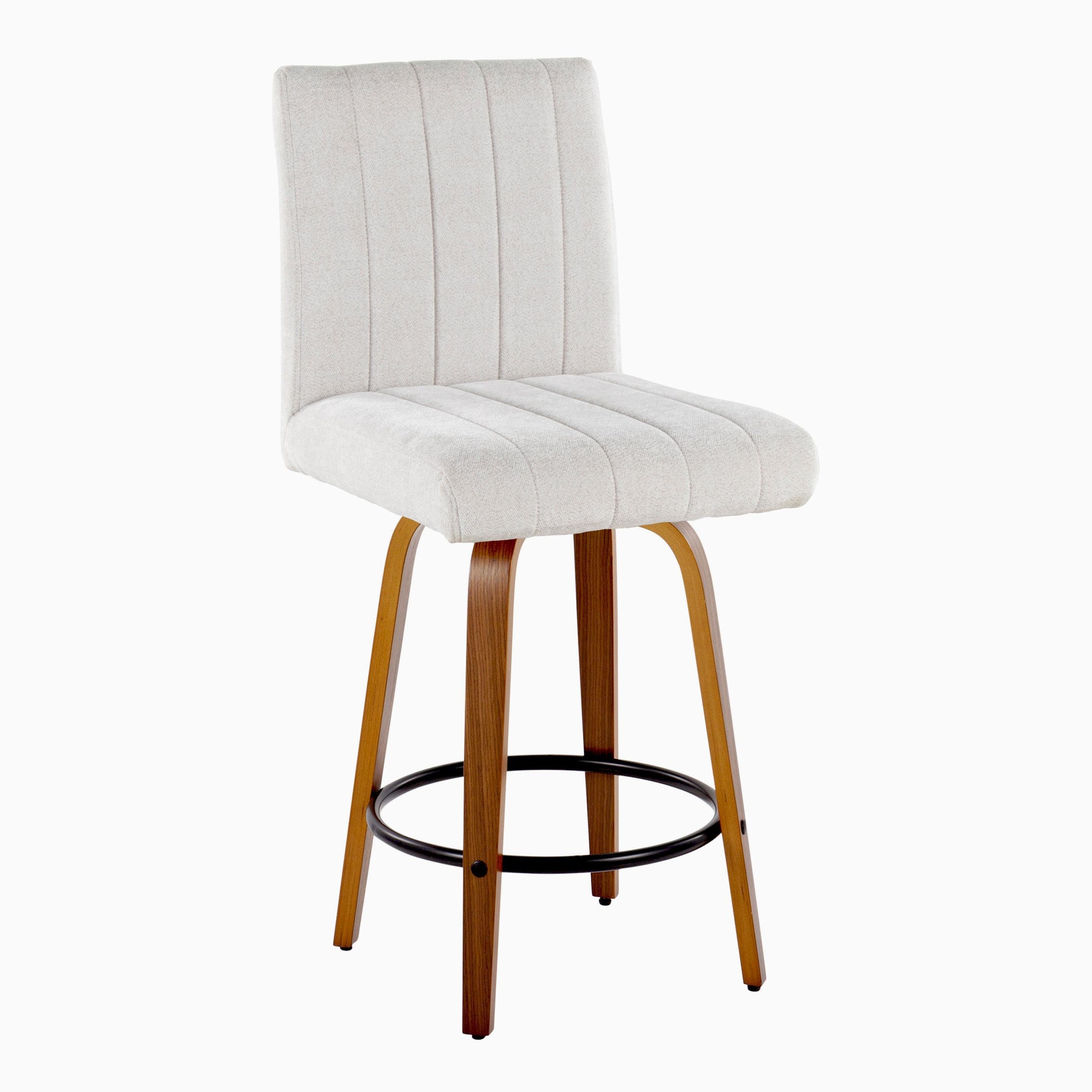 Hank 26 Walnut and Light Grey Contemporary Swivel Stools (Set of 2) 4 Hank 26 Walnut and Light Grey Contemporary Swivel Stools (Set of 2) - Image 4