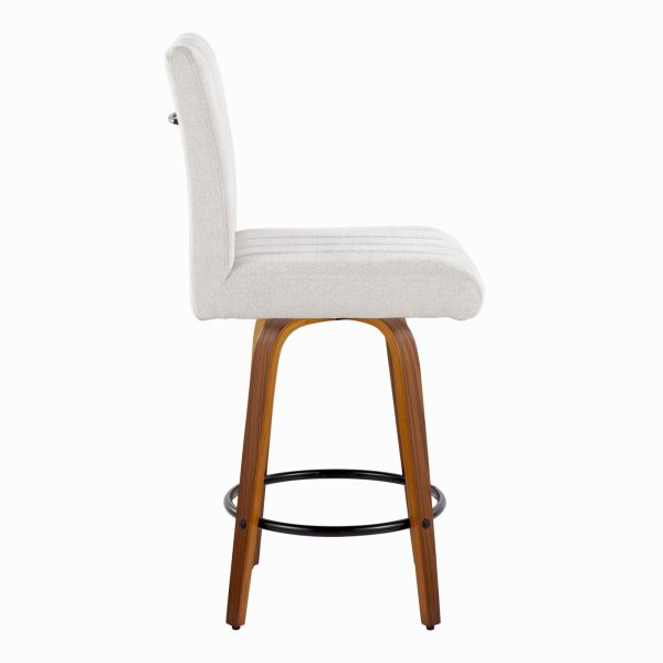 Hank 26 Walnut and Light Grey Contemporary Swivel Stools Set of 2 4