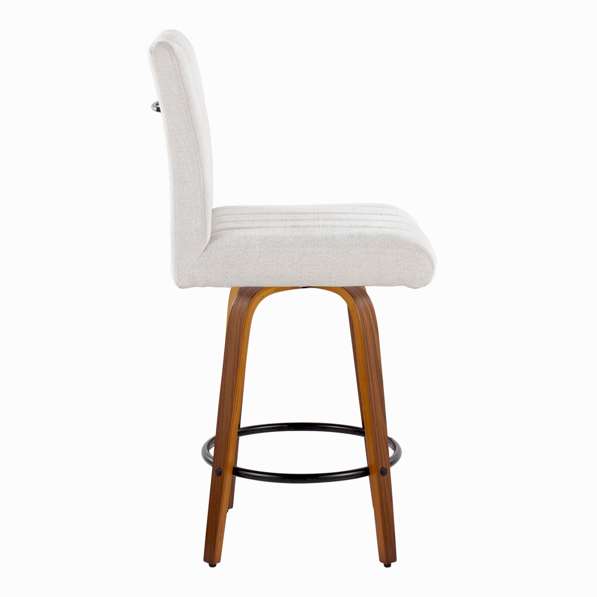 Hank 26 Walnut and Light Grey Contemporary Swivel Stools (Set of 2) 5 Hank 26 Walnut and Light Grey Contemporary Swivel Stools (Set of 2) - Image 5