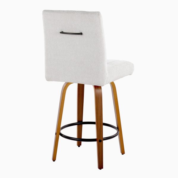Hank 26 Walnut and Light Grey Contemporary Swivel Stools Set of 2 5