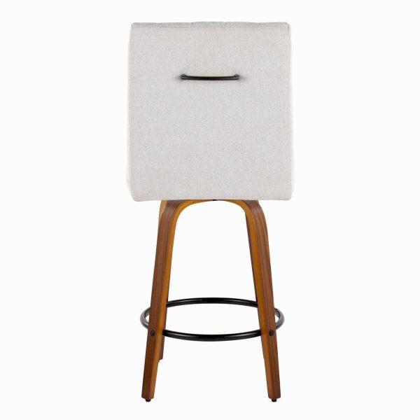 Hank 26 Walnut and Light Grey Contemporary Swivel Stools Set of 2 6