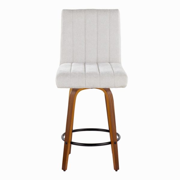 Hank 26 Walnut and Light Grey Contemporary Swivel Stools Set of 2 7