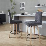 Hank 26 Whitewashed Wood Black Fabric Contemporary Counter Stool (Set of 2) 12 Hank 26 Whitewashed Wood Black Fabric Contemporary Counter Stool (Set of 2)