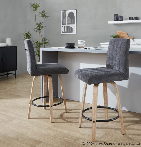 Hank 26 Whitewashed Wood Black Fabric Contemporary Counter Stool Set of 2 1