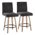 Hank 26 Whitewashed Wood Black Fabric Contemporary Counter Stool (Set of 2) 13 Hank 26 Whitewashed Wood Black Fabric Contemporary Counter Stool (Set of 2)
