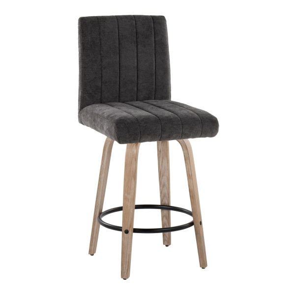 Hank 26 Whitewashed Wood Black Fabric Contemporary Counter Stool Set of 2 3