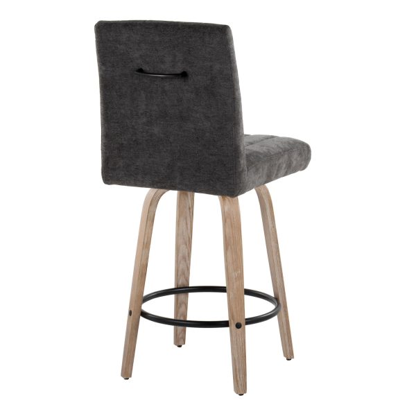 Hank 26 Whitewashed Wood Black Fabric Contemporary Counter Stool Set of 2 5