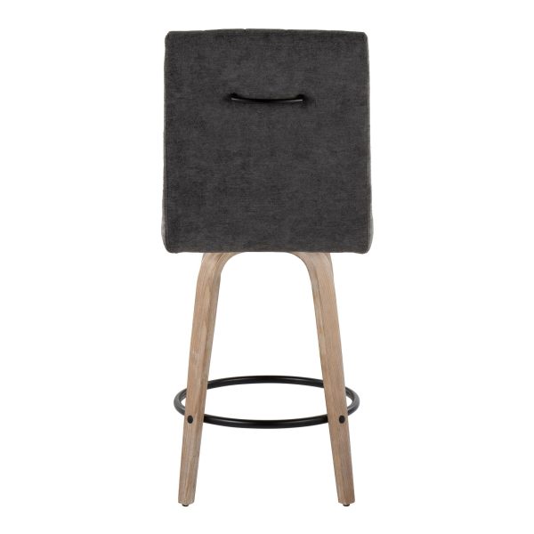 Hank 26 Whitewashed Wood Black Fabric Contemporary Counter Stool Set of 2 6