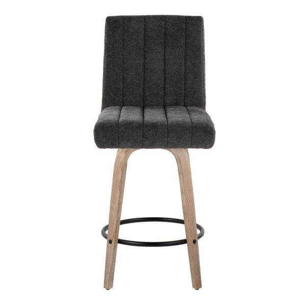 Hank 26 Whitewashed Wood Black Fabric Contemporary Counter Stool Set of 2 7