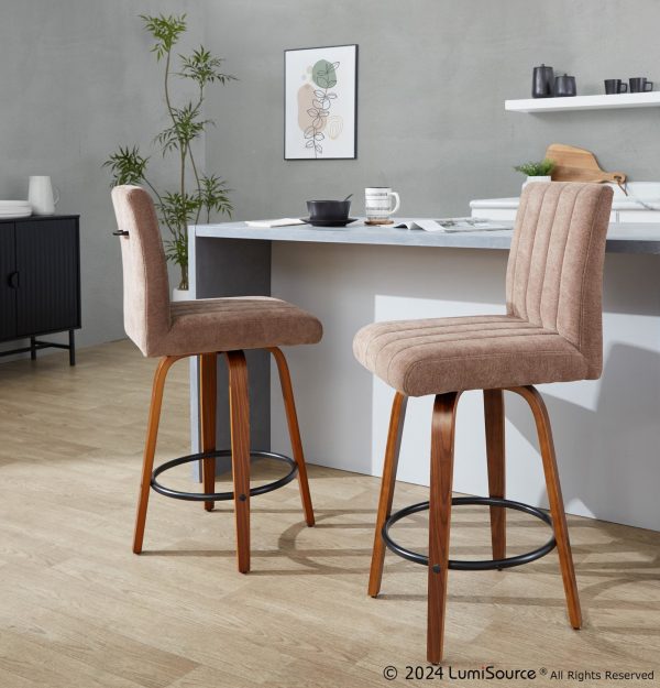 Hank 26 Whitewashed Wood Contemporary Swivel Counter Stools Set of 2 1