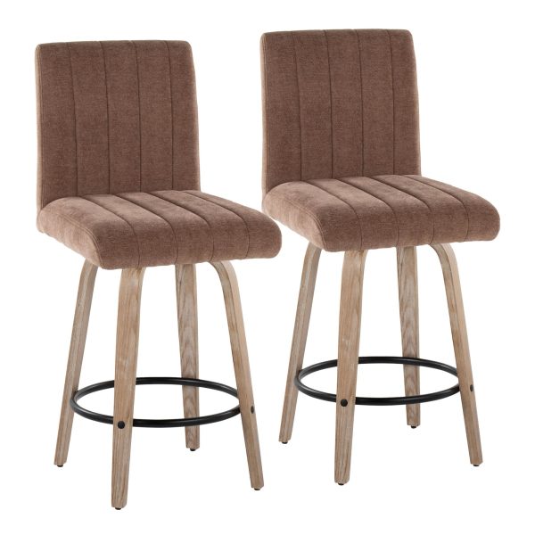 Hank 26 Whitewashed Wood Contemporary Swivel Counter Stools Set of 2 2
