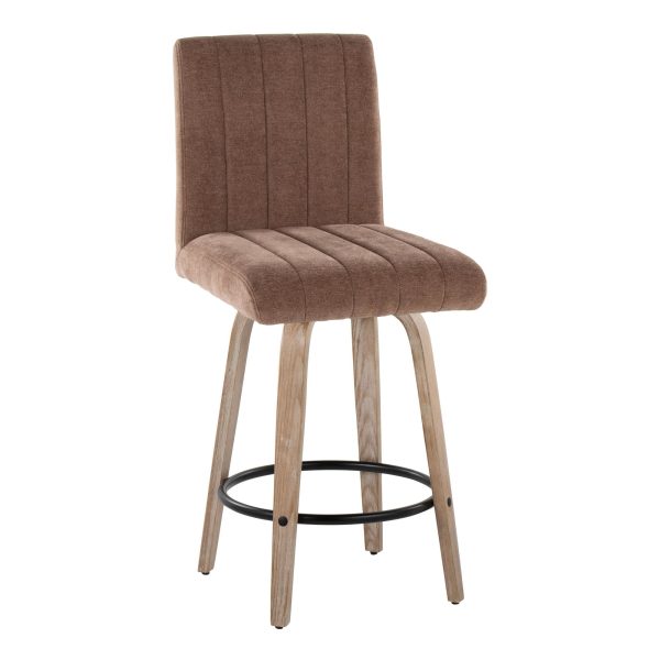Hank 26 Whitewashed Wood Contemporary Swivel Counter Stools Set of 2 3