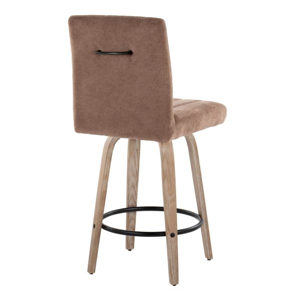 Hank 26 Whitewashed Wood Contemporary Swivel Counter Stools Set of 2 5