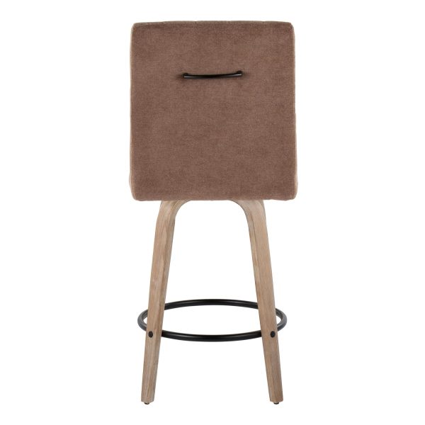 Hank 26 Whitewashed Wood Contemporary Swivel Counter Stools Set of 2 6