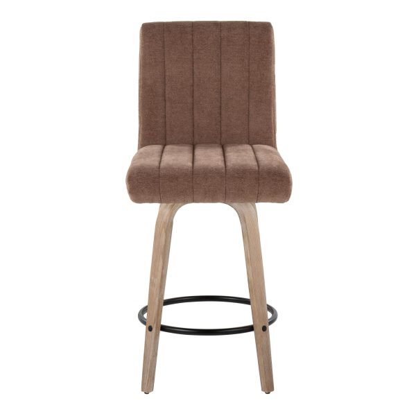 Hank 26 Whitewashed Wood Contemporary Swivel Counter Stools Set of 2 7