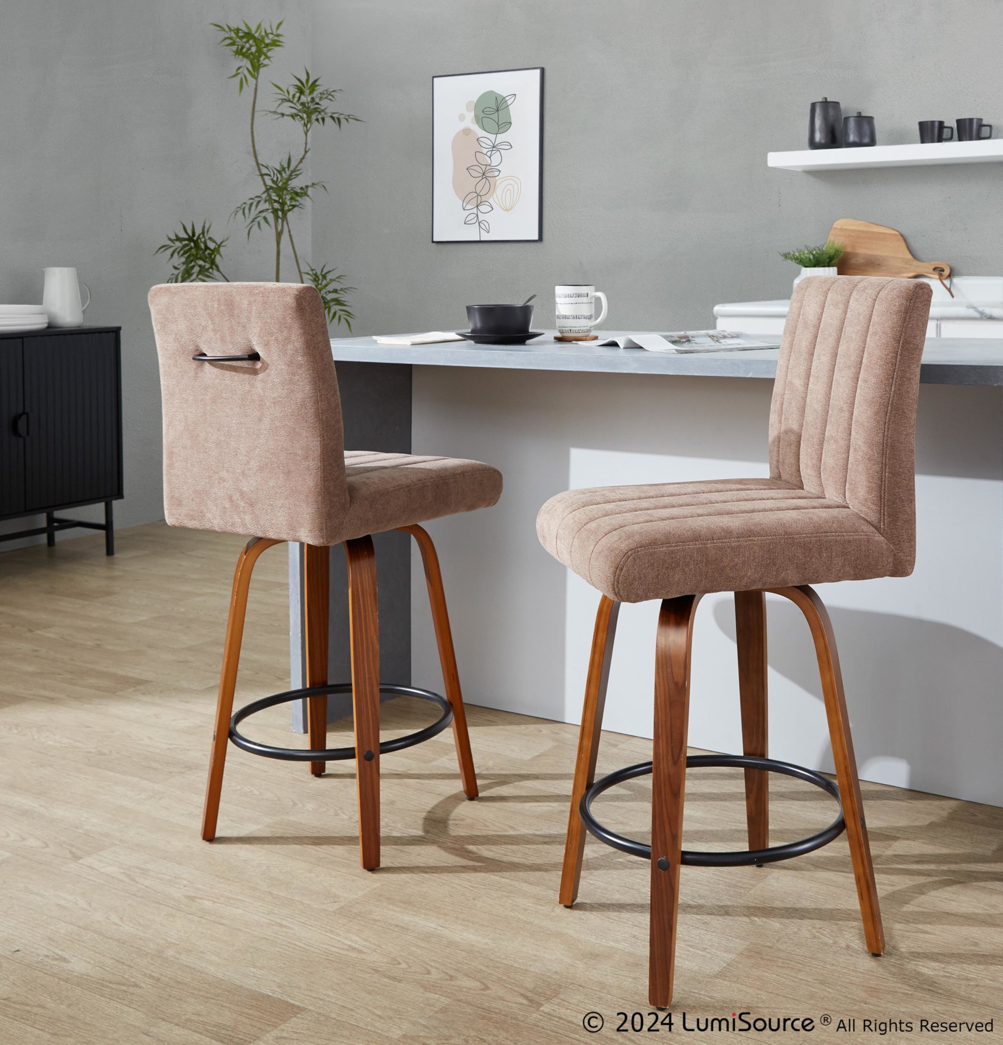 Hank 26 Whitewashed Wood Contemporary Swivel Counter Stools (Set of 2) 1 Hank 26 Whitewashed Wood Contemporary Swivel Counter Stools (Set of 2)