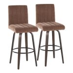 Hank 30 Contemporary Brown Swivel Barstools (Set of 2)