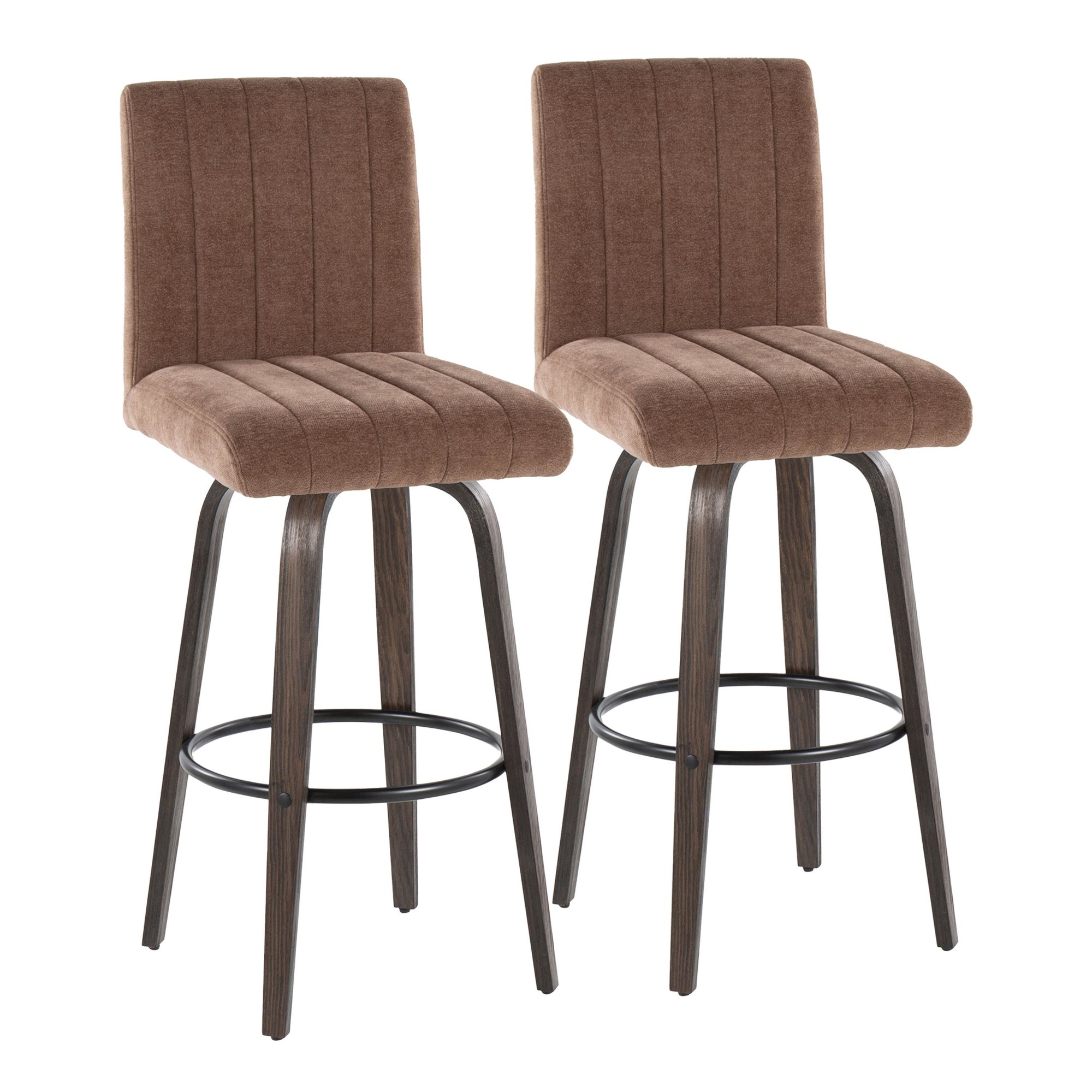 Hank 30 Contemporary Brown Swivel Barstools (Set of 2) 3 Hank 30 Contemporary Brown Swivel Barstools (Set of 2) - Image 3