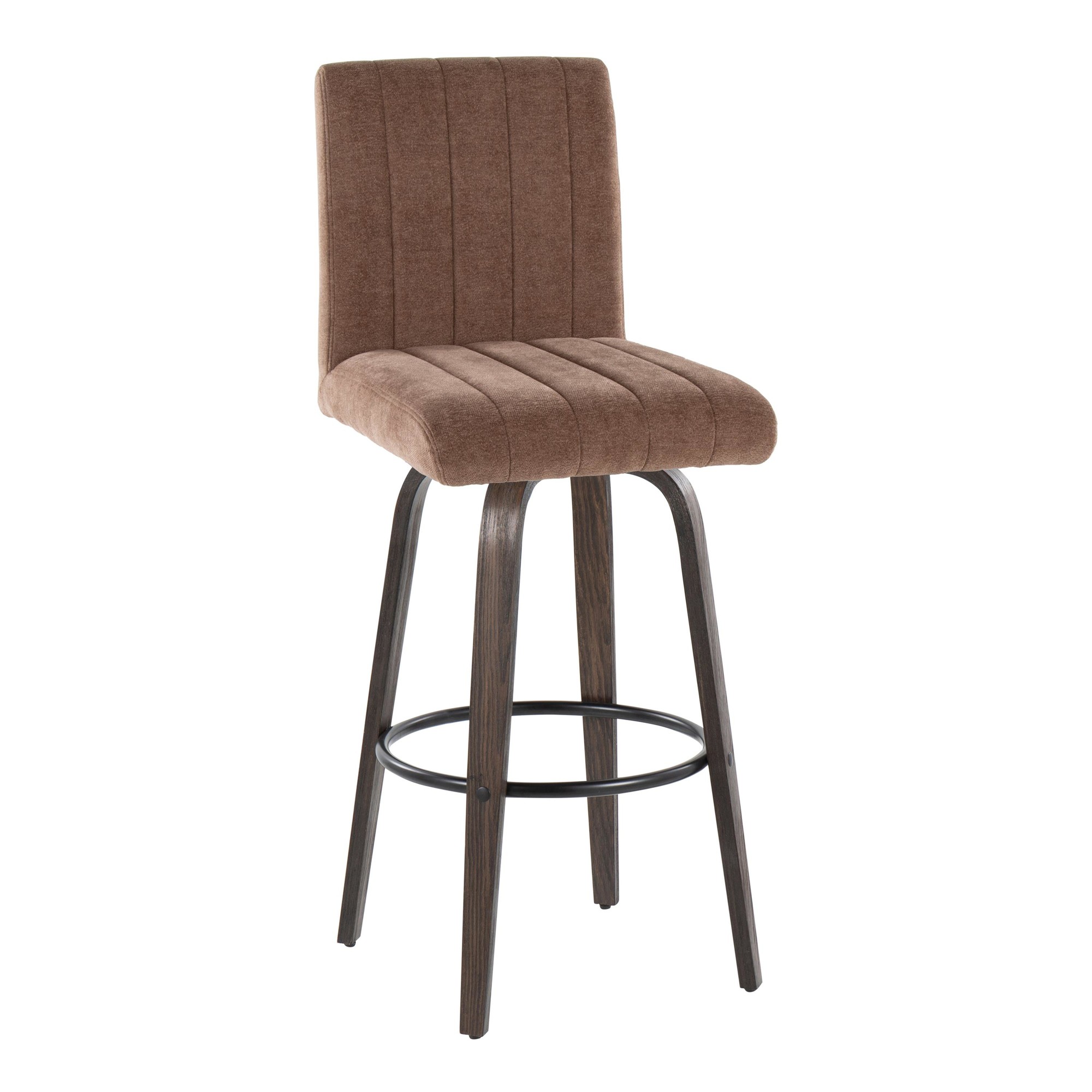 Hank 30 Contemporary Brown Swivel Barstools (Set of 2) 4 Hank 30 Contemporary Brown Swivel Barstools (Set of 2) - Image 4