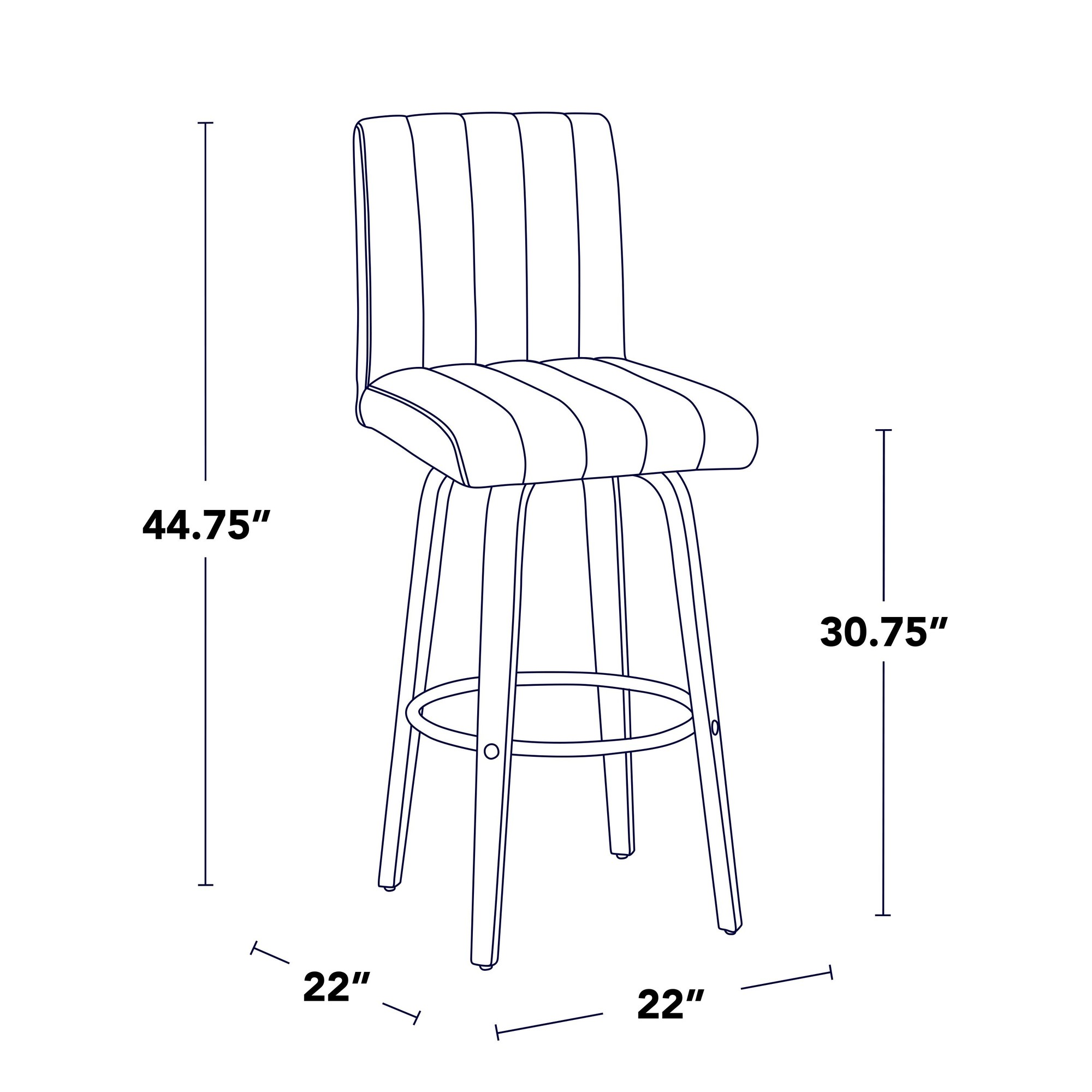 Hank 30 Contemporary Brown Swivel Barstools (Set of 2) 9 Hank 30 Contemporary Brown Swivel Barstools (Set of 2) - Image 9