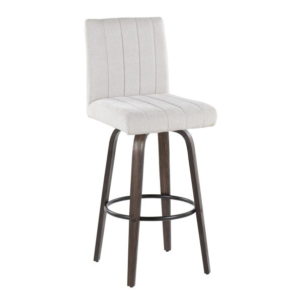 Hank 30 Contemporary Swivel Barstool Light Grey and Walnut Set of 2 3