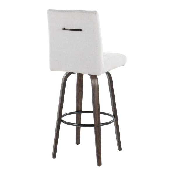 Hank 30 Contemporary Swivel Barstool Light Grey and Walnut Set of 2 5