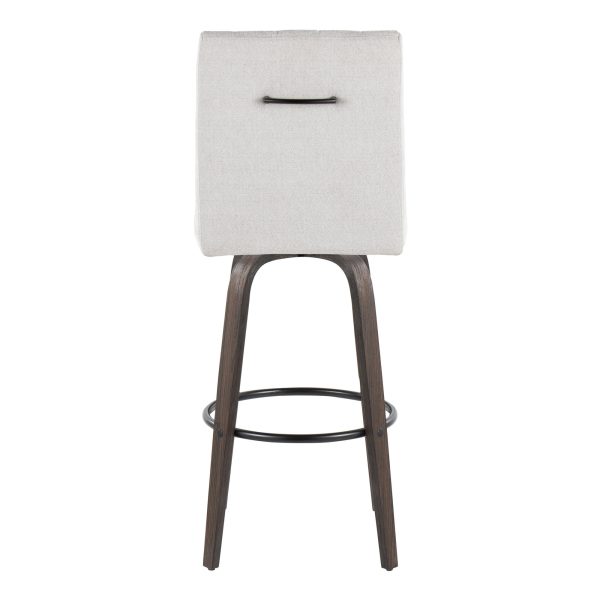 Hank 30 Contemporary Swivel Barstool Light Grey and Walnut Set of 2 6
