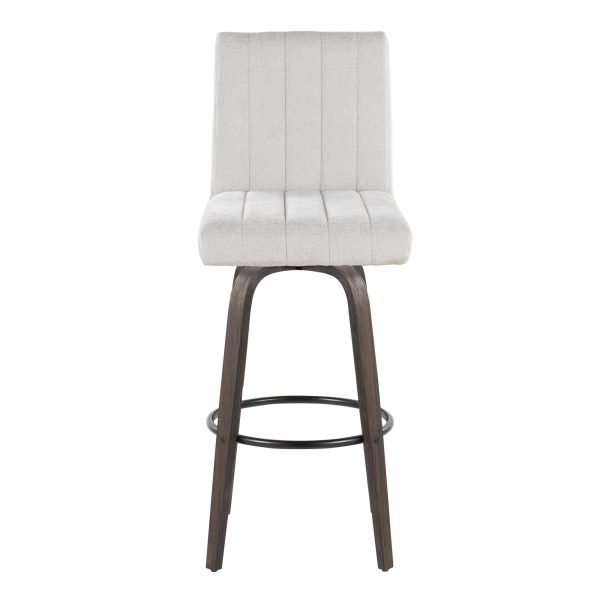 Hank 30 Contemporary Swivel Barstool Light Grey and Walnut Set of 2 7