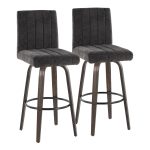 Hank 30 Contemporary Walnut and Black Swivel Barstool (Set of 2) 13 Hank 30 Contemporary Walnut and Black Swivel Barstool (Set of 2)