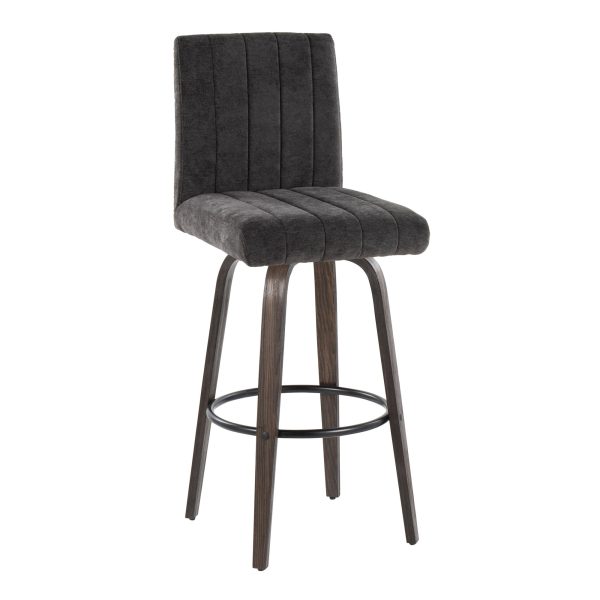 Hank 30 Contemporary Walnut and Black Swivel Barstool Set of 2 3