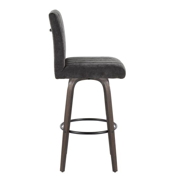 Hank 30 Contemporary Walnut and Black Swivel Barstool Set of 2 4