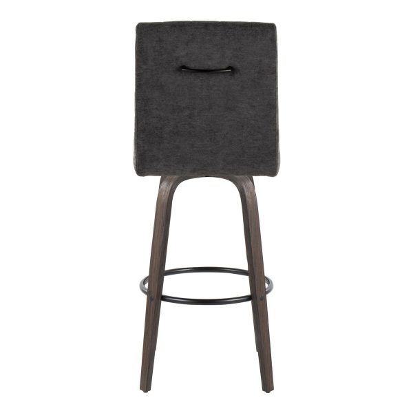 Hank 30 Contemporary Walnut and Black Swivel Barstool Set of 2 6