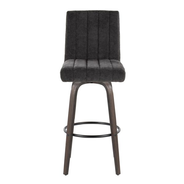 Hank 30 Contemporary Walnut and Black Swivel Barstool Set of 2 7