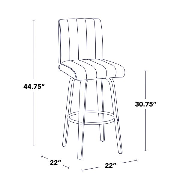 Hank 30 Contemporary Walnut and Black Swivel Barstool Set of 2 8